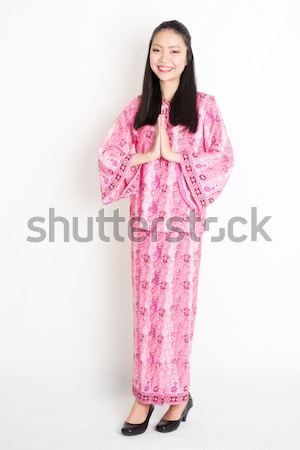 Sudeste asiático mulher saudação retrato jovem Foto stock © szefei