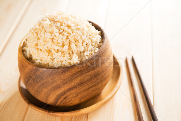 Cooked organic basmati brown rice with chopsticks Stock photo © szefei