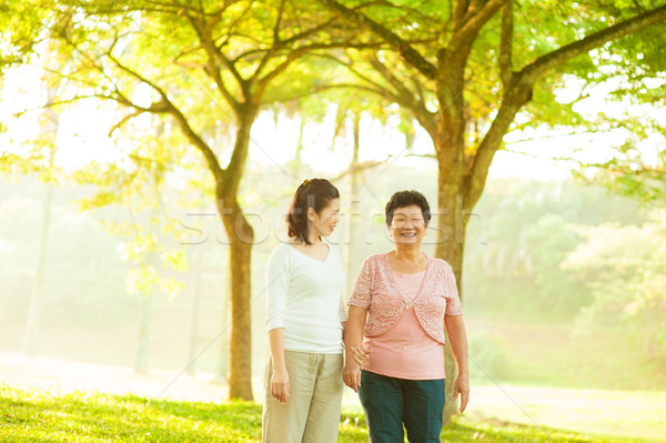 Stock photo: Asian family walking at outdoor