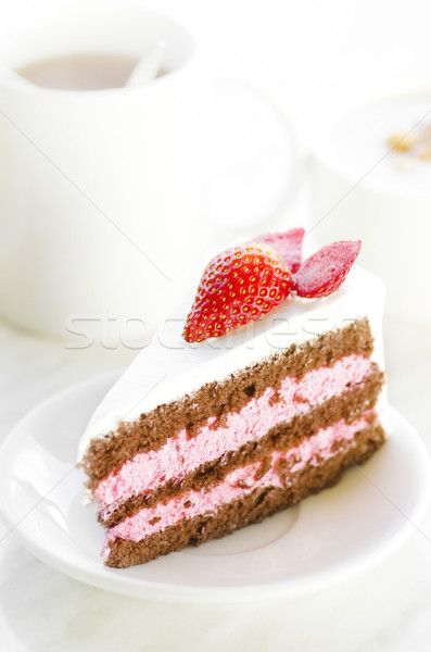 Foto d'archivio: Fragola · fetta · torta · naturale · illuminazione