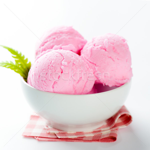 Strawberry ice cream in bowl Stock photo © szefei