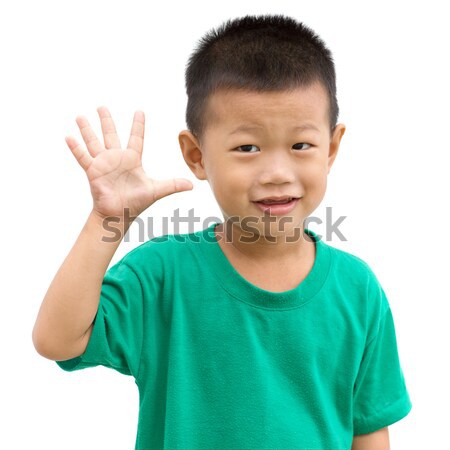 ázsiai gyermek mutat szám tíz boldog Stock fotó © szefei