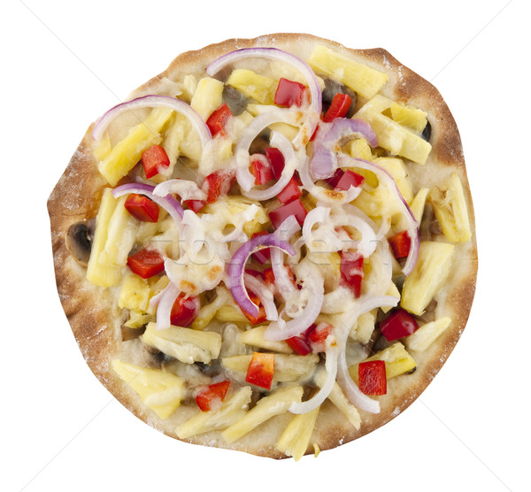 Ropogós vegetáriánus pizza fehér étel vacsora Stock fotó © szefei