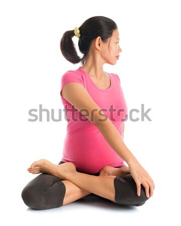 Stock foto: Schwanger · Yoga · Position · pränatalen