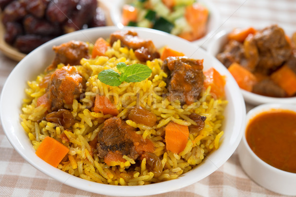 Emiraty naczyń ryżu ramadan żywności Zdjęcia stock © szefei