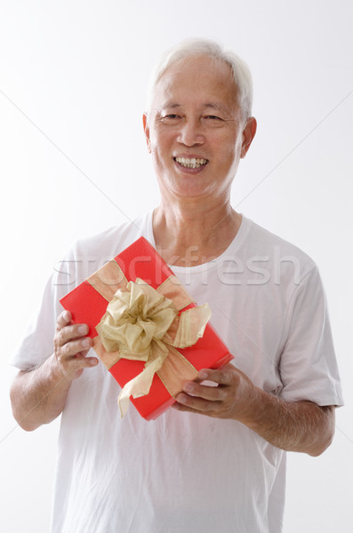 Jour de pères heureux portrait vieux asian père main [[stock_photo]] © szefei