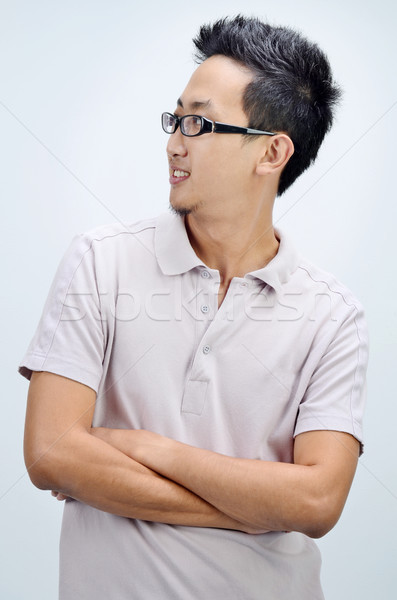 [[stock_photo]]: Asian · homme · regarder · côté · portrait