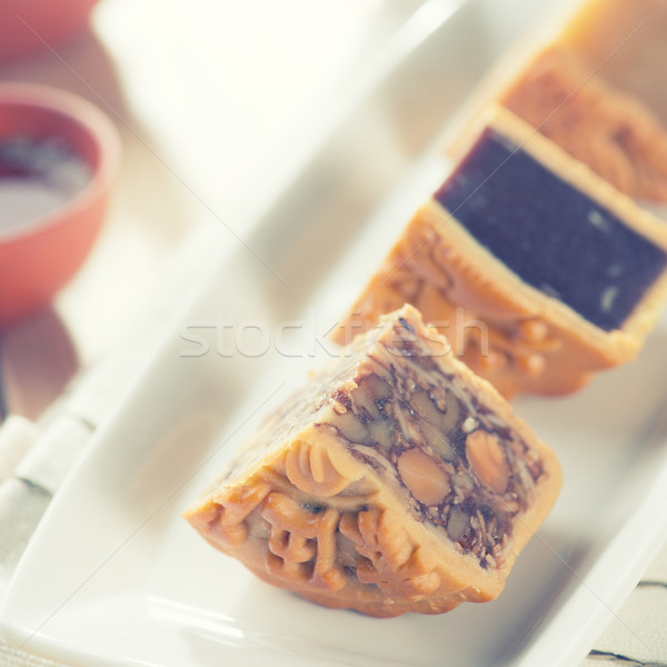 Chinese mid autumn festival foods mooncake Stock photo © szefei