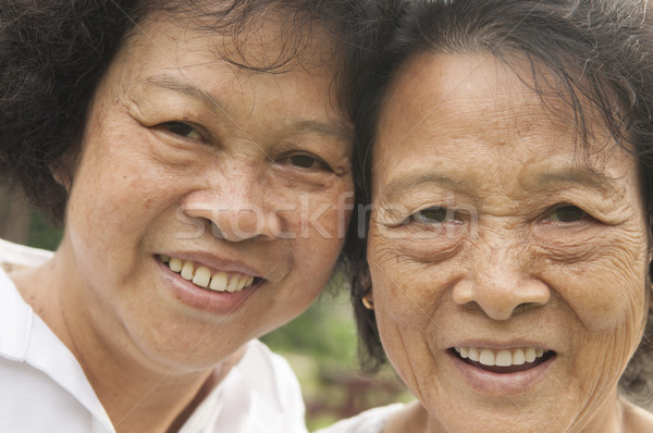 Asian seniors family close up face Stock photo © szefei