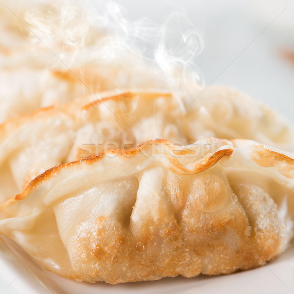 Close up Asian gourmet fried dumplings Stock photo © szefei