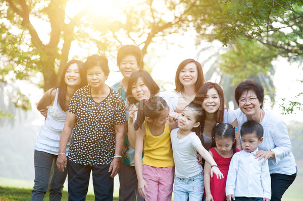 Large group of Asian multi generations family outdoors Stock photo © szefei