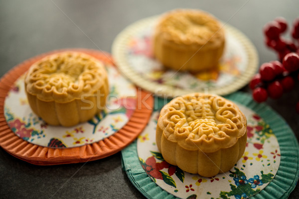 Mooncakes on Mid-Autumn Festival lanterns Stock photo © szefei