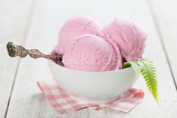 Strawberry ice cream in bowl Stock photo © szefei