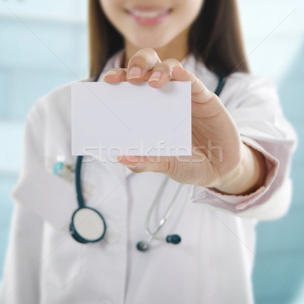 Wizytówkę kobiet lekarza nazwa karty Zdjęcia stock © szefei