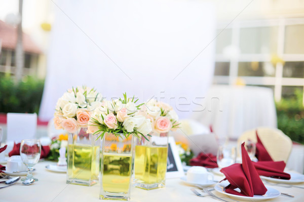 Aire libre banquete boda mesa superficial flor Foto stock © szefei