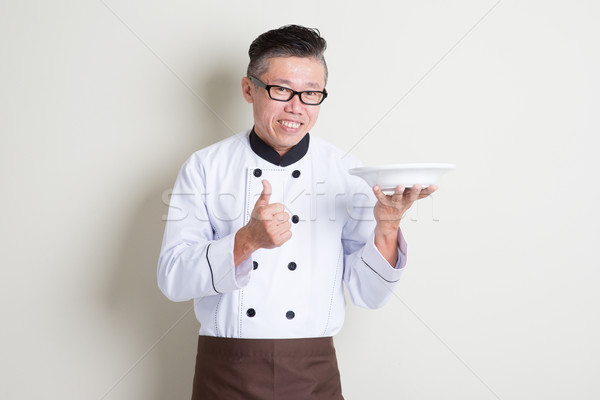 [[stock_photo]]: Maturité · asian · chinois · chef · plat