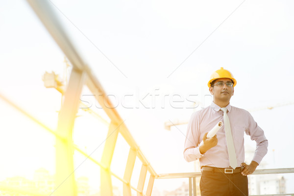 Indian male site contractor engineer portrait Stock photo © szefei