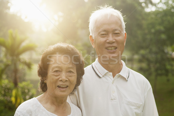 Asian seniors couple at nature park Stock photo © szefei