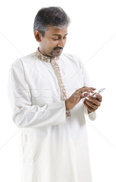 Mobil on-line sms matur indian Imagine de stoc © szefei