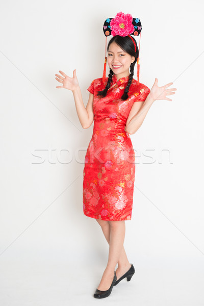 Asian chinese girl with princess hat Stock photo © szefei