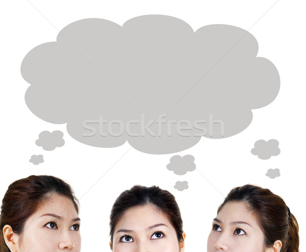 Adatbázis közelkép portré gyönyörű nők felfelé néz Stock fotó © szefei