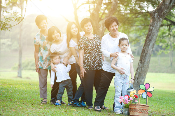 Big group of Asian multi generations family Stock photo © szefei