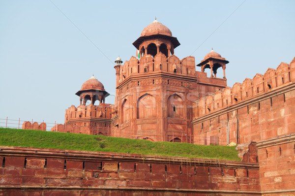 Roşu fort Delhi India construcţie perete Imagine de stoc © szefei