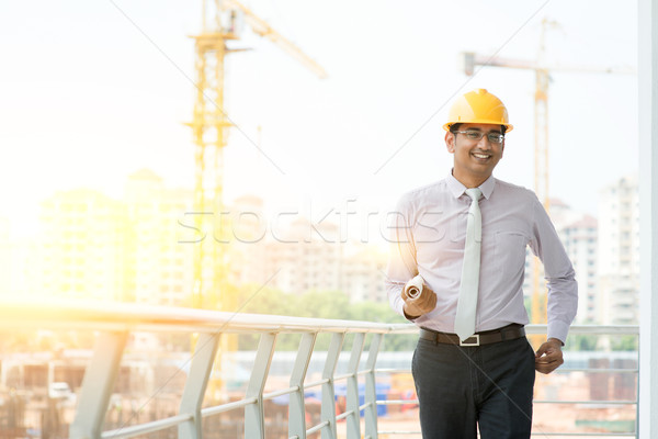 Asian Indian male site contractor engineer walking Stock photo © szefei