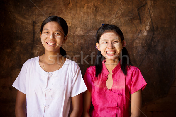 [[stock_photo]]: Deux · heureux · jeunes · Myanmar · filles · portrait