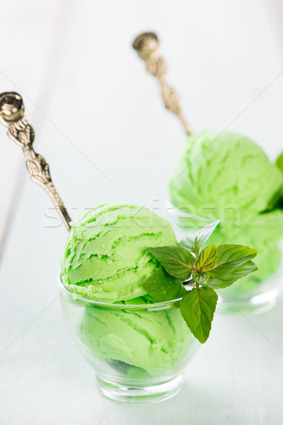 Closeup pistachio ice cream Stock photo © szefei