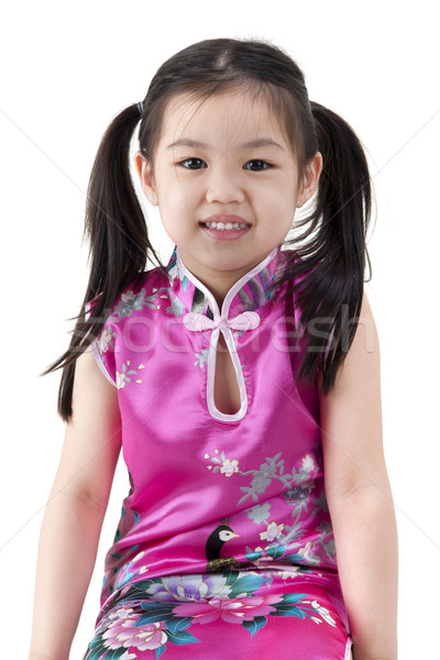 Stock foto: Wenig · orientalisch · Mädchen · traditionellen · chinesisch · Kleid