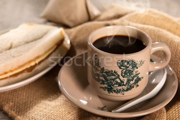 Traditional Malaysian Chinese dark coffee and breakfast Stock photo © szefei