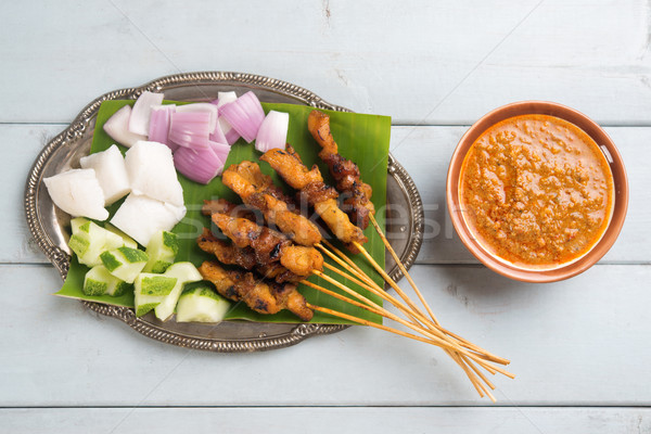 Malay chicken satay Stock photo © szefei