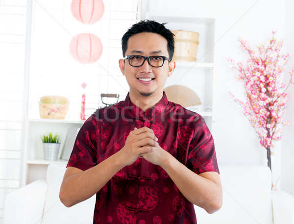Chinese man in traditional Chinese Tang suit Stock photo © szefei