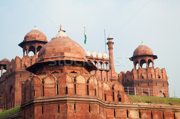 Rot Festung Delhi Indien Bau Wand Stock foto © szefei