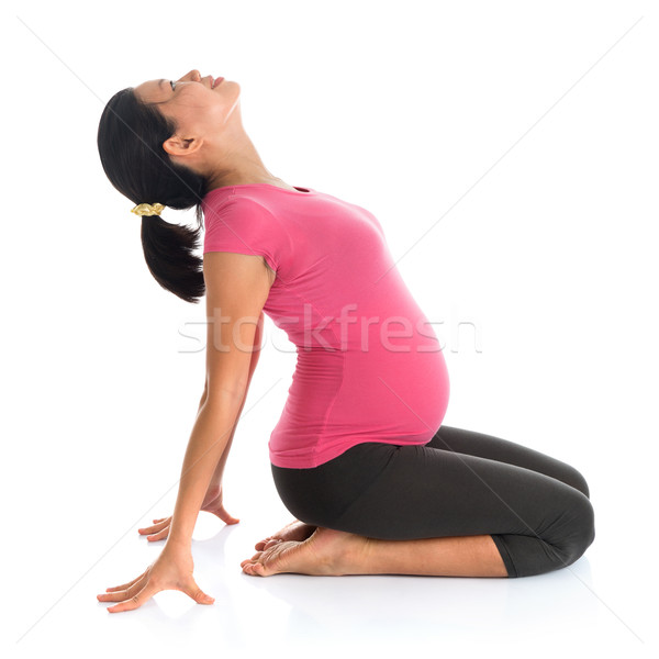 Stock foto: Schwanger · Yoga · Ausübung · Schwangerschaft · gesunden