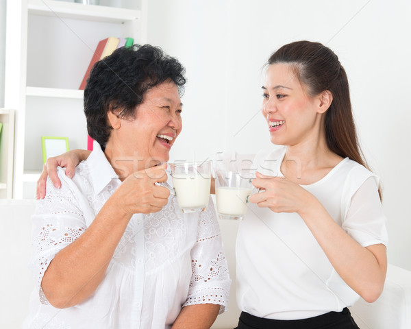 Stock photo: Drinking milk at home