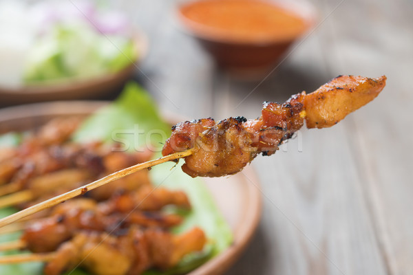 Foto d'archivio: Pollo · legno · tavolo · da · pranzo