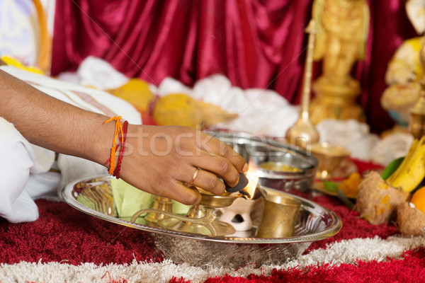Traditional Indian religious praying ceremony Stock photo © szefei