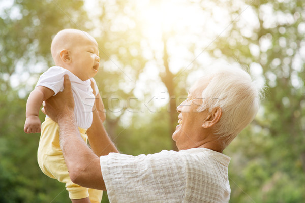 Grand-père jouer petit-fils extérieur bébé [[stock_photo]] © szefei