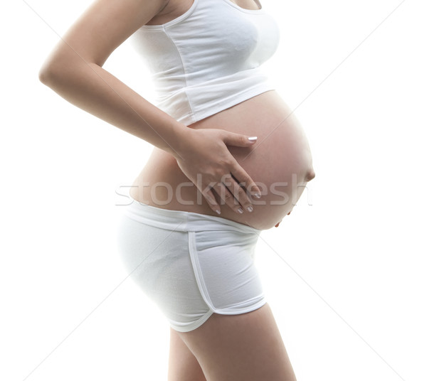 Sept mois grossesse femme isolé blanche Photo stock © szefei