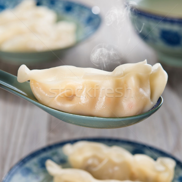 Foto stock: Comida · china · al · vapor · frescos · cuchara