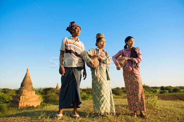 Group Asian Myanmar traditional farmers Stock photo © szefei