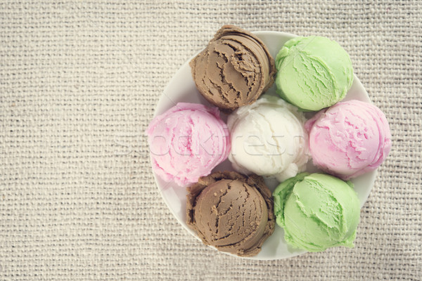 Top view assorted ice cream on plate. Stock photo © szefei