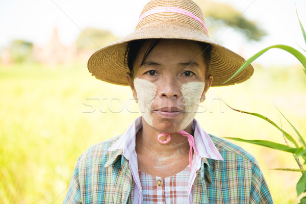 Traditional mature Asian female farmer Stock photo © szefei