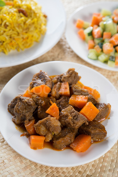 Arabisch Reis Hammel Essen Nahen Osten Stock foto © szefei
