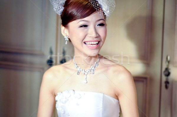 Frumos mireasă asiatic fată faţă portret Imagine de stoc © szefei