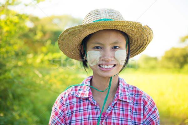 Traditional young Burmese female farmer Stock photo © szefei