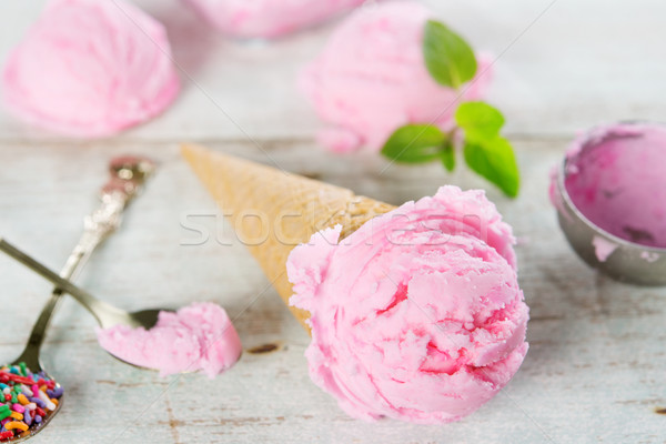 Close up pink ice cream Stock photo © szefei