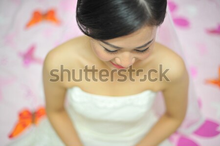 Frumos mireasă asiatic nuntă zi femeie Imagine de stoc © szefei